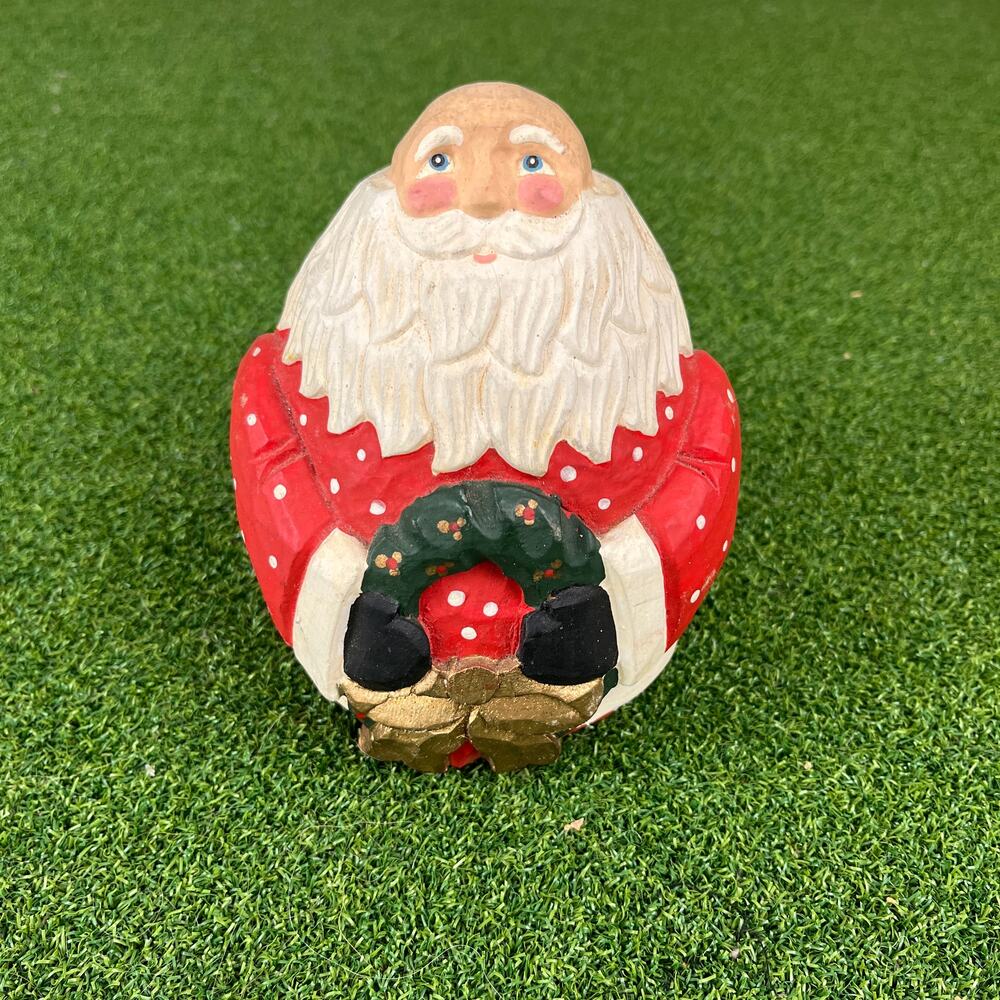Vintage James Haddon Hand Painted Wooden Santa Claus Tabletop Figurine